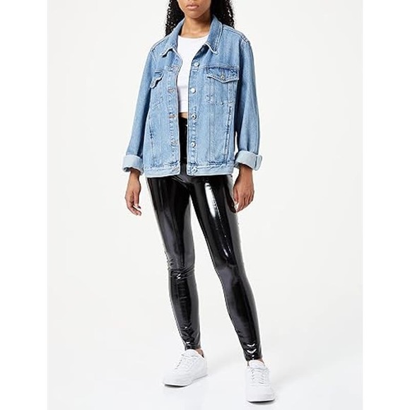 NEW SPANX Faux Patent Leather Leggings High Waisted Classic Black Size Large - Picture 12 of 15